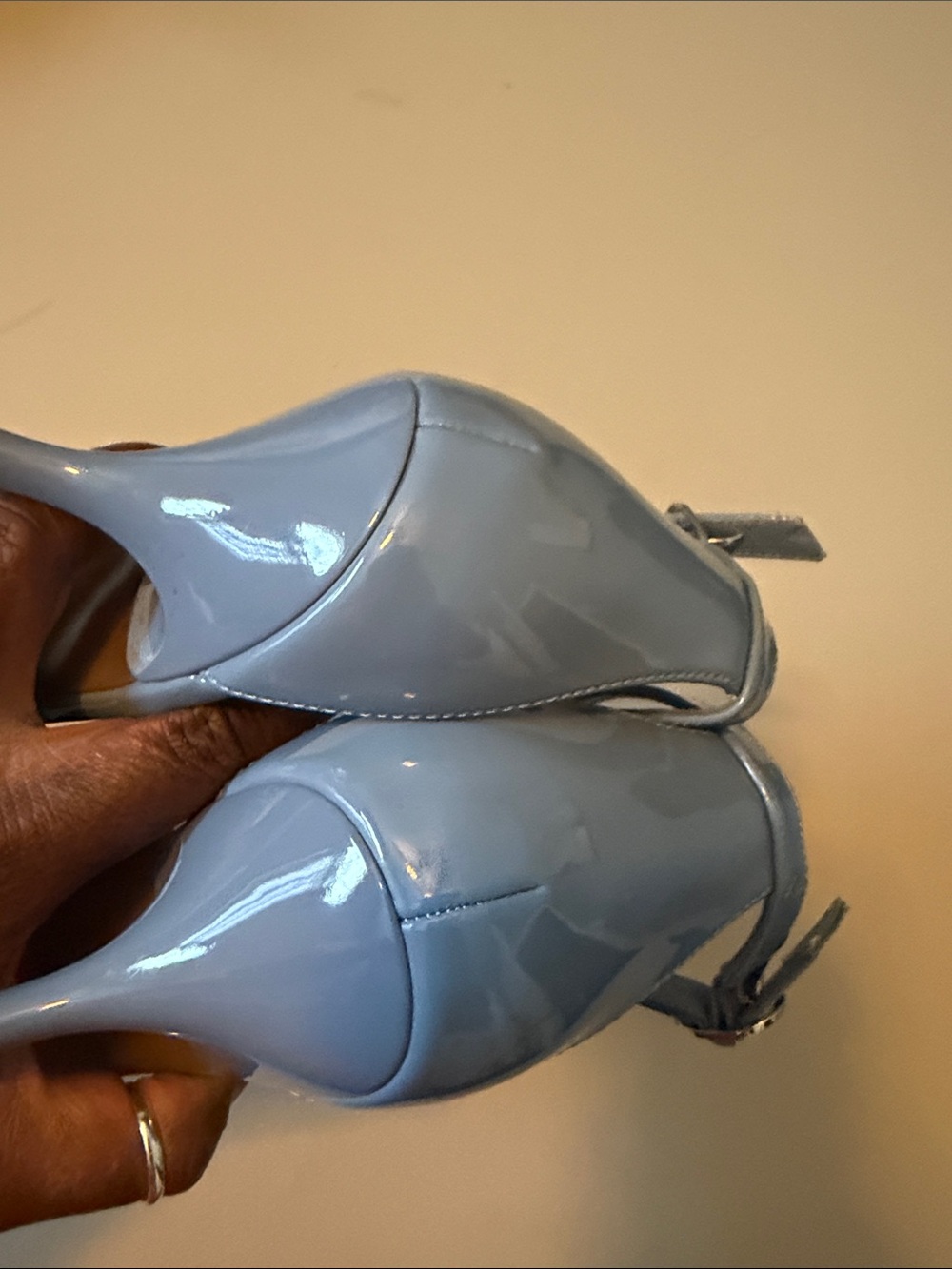 Marc Fisher Powder Blue Square-Toe Ankle-Strap Stilettos - Picture 9 of 13